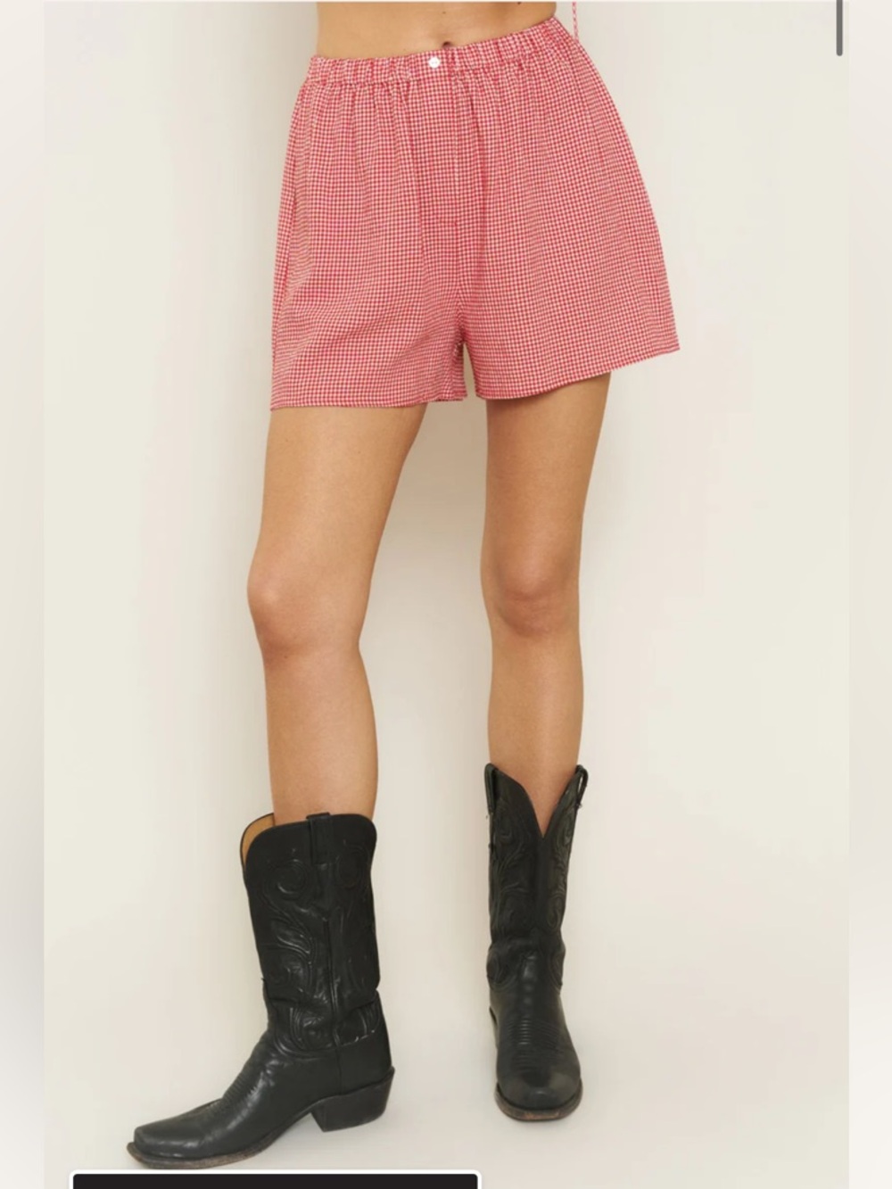 Whimsy + Row Marissa Boxer Short in Red Gingham